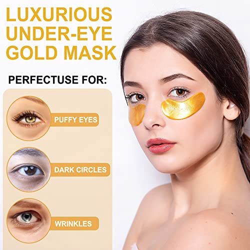 14 Двойки 24-каратово Злато Under Eye Mask - Маска за очи от тъмните кръгове и подпухналостта, Намаляване на