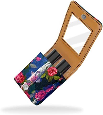 Риба цвете на цвете калъф за червило с огледало в чантата си Преносим мини грим чанта за пътуване козметична