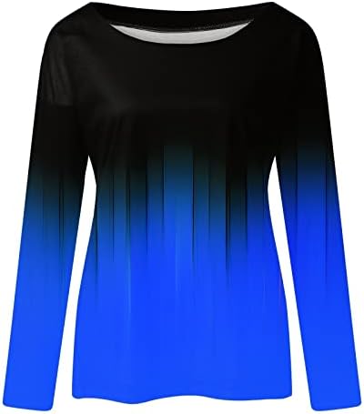 NOKMOPO / Ризи за жени, Дамски Ежедневни Модерен Пуловер с дълъг ръкав и кръгло деколте и принтом, Пуловер,