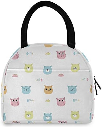 Случайна чанта за обяд Дамски - Funny Cats Fish Големи Запечатани Торби за Обяд с плечевыми ремъци за работа