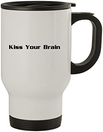 Molandra Products Kiss Your Brain - Пътна Чаша от Неръждаема Стомана за 14 грама, бяла