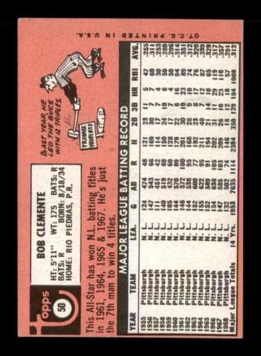 50 Роберто Клементе УЕР КОПИТО - Бейзболни картички Topps 1969 г. (Звезда) С оценката EX + - Реколта Картички
