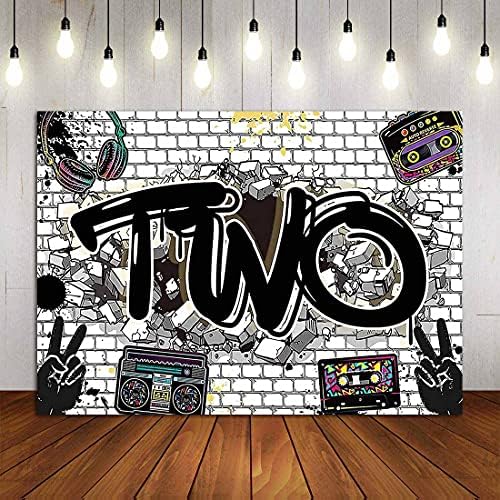 YQ 7x5ft Хип-Хоп Графити Бяла Тухлена Стена Снимки на Декори са Две Законни, за да се откажат Рожден Ден Украса