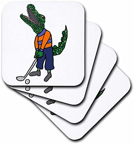 3D Забавен Сладък Крокодил, Играе голф, Спортен Карикатура - Влакчета (cst_353067_3)