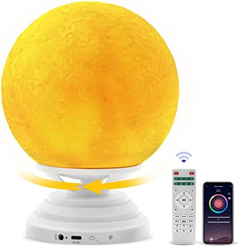 LUXONIC 5,9-инчов Умна Лунна Лампа с Bluetooth-високоговорител, 16 Цвята, RGB, Завъртане База, Естествени Звуци,