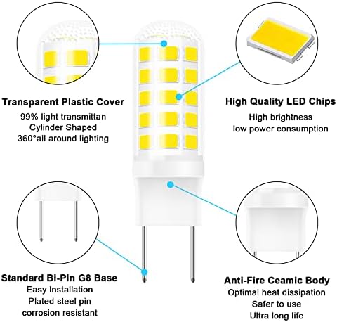 Led лампа G8 с регулируема яркост за микровълнова лампи 50 W, Смяна на халогенна крушка за SAMSUNG и LG, Аспиратор