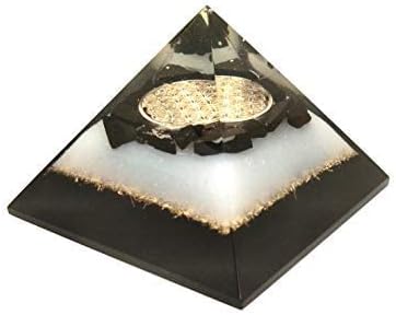 Турмалин с реактивна енергия + шунгит, метален цвете на живота, пирамида от Оргона, около 3,5-4 см, безплатна