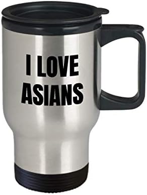 Аз Обичам Азиатската Пътна Чаша Забавна Идея за Подарък Новост не мога да понасям Кафе, Чай 14 унции От Неръждаема